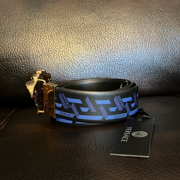 Versace unisex La medusa La Greca monogram leather logo belt NEW - Picture 5 of 6